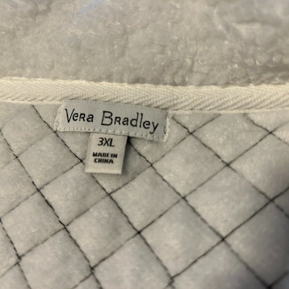 VERA BRADLEY Sz 3X White w/ Multi-Color Quilted Bodice & Trim 1/4 Zip Fleece Top - Picture 4 of 7